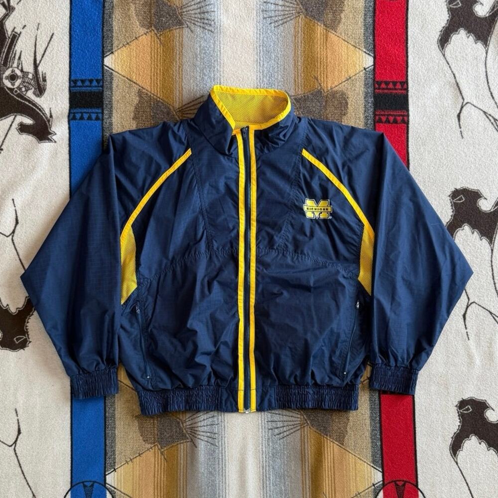 Vintage 90s University Of Michigan Logo 7 Full Zip Windbreaker Jacket Size XL